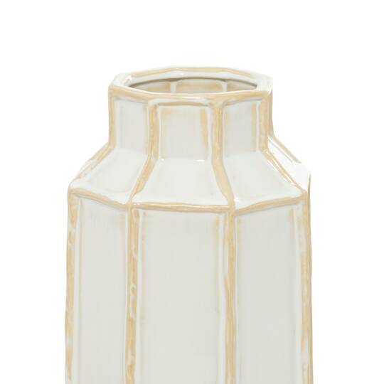 White Ceramic Modern Vase, 7" x 17"